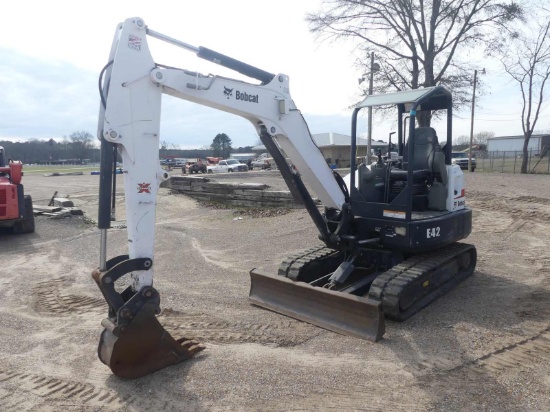 2019 Bobcat E42 Mini Excavator, s/n B2VW15632: 4-post Canopy, Blade, Rubber
