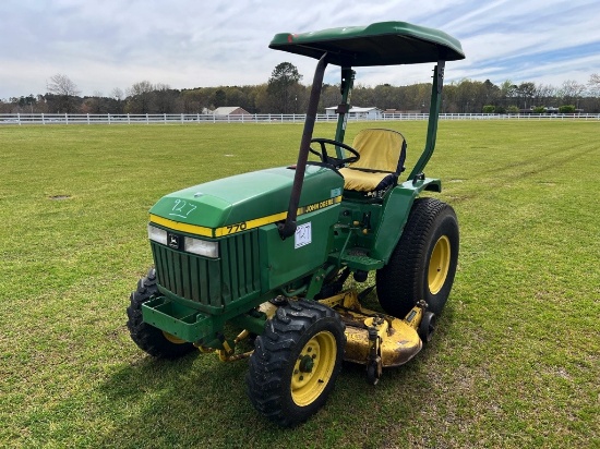 John Deere 770 MFWD Tractor, s/n M00770A121461: Canopy, 60" Belly Mower, Me