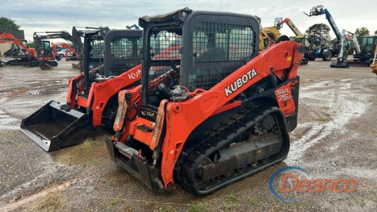 2017 Kubota SVL75-2 Skid Steer, s/n 33574: C/A, High Flow, No Bkt., Rubber Tracks, Meter Shows 2129