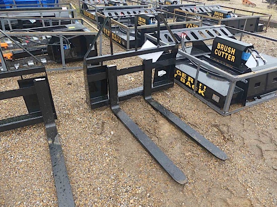 Set of Unused 2025 Mower King Forks for Skid Steer: Adjustable, Quick Attac