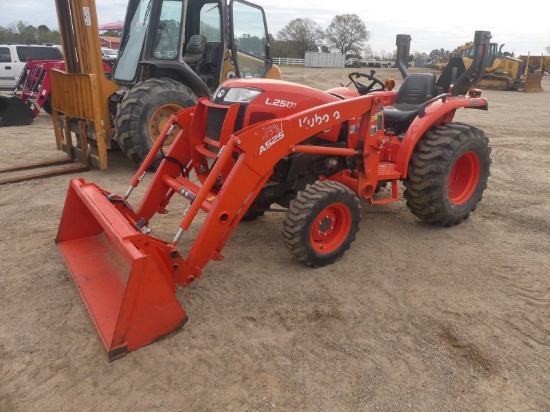 Kubota L2501 MFWD Tractor, s/n KBUL6DDRJL8KB0326: Rollbar, LA525 Loader w/ QA 66" Bkt., 3PH, PTO, Me