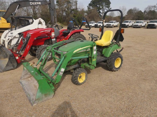 John Deere 2305 MFWD Tractor, s/n LV2605h227729: JD 200X Loader w/ Bkt., Meter Shows 482 hrs