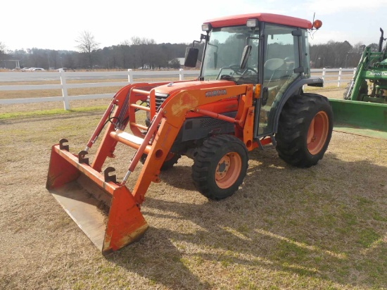 Kubota L3430D MFWD Tractor, s/n 38431: Encl. Cab, Hydrostatic, Kubota LA513 Loader w/ Bkt., 3PH, PTO