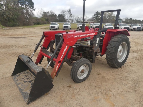 Massey Ferguson 231 Tractor, s/n 5681D22031: 2wd, Rollbar, Bush Hog 2345QT Loader w/ Bkt., Lift Arms