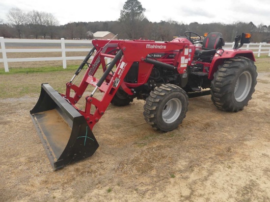 Mahindra 4540 MFWD Tractor, s/n MRCNY12622: Rollbar, Mahindra 4550-4L Front Loader w/ Bkt., Drawbar,