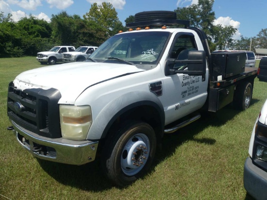 2008 Ford F550 Flatbed Truck, s/n 1FDAF56R78EE31449: Reg. Cab, Headache Rac