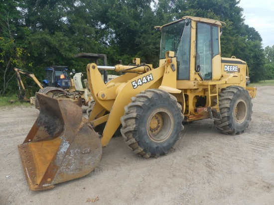 2001 John Deere 544H Rubber-tired Loader, s/n DW544HX579591: Encl. Cab, Hea