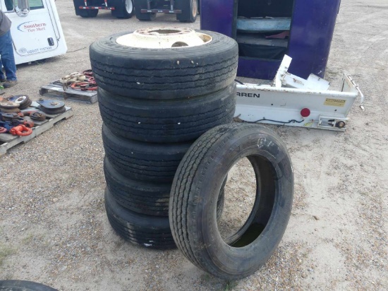(6) Firestone & Toyo 255/70R22.5 Tires and (5) Rims