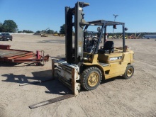 1995 Cat DP40 Forklift, s/n 3CN00369: Diesel Eng., Adjustable Forks, Meter