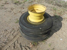 (2) Agstar 10.00-16 Front Tractor Tires w/ JD Rims