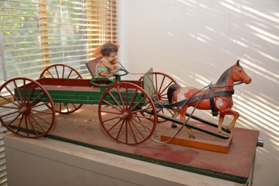 Miniature Horse And Buggy Buck Board Wagon With Horse