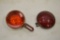 Pair Of Red Glass License Plate Topper/reflectors
