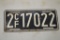 2cf17022 License Plate - No Year