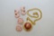 Asst Gold Tone Resin Crystal Clip Eaarings, 1 Gold Tone Locket W/ Faux Pear
