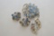 Eisenberg Clear & Blue Stone Brooch W/ Clip Earrings By Weiss