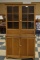 Panneled Glass Kitchen Cabinet W/ Tongue & Groove Back, 3 Shelves, Double D