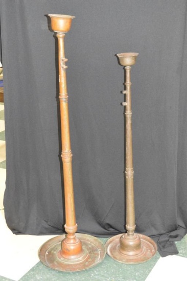 Pair Of Brass & Copper Stands; 46 Inches And 54 Inches Tall