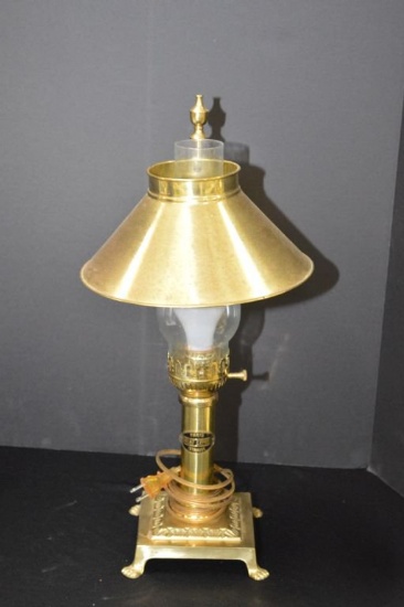 Brass Electrified Gas Style Lamp W/ Paris Orient Express Istanbul Tag