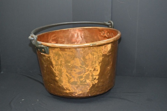 Large Copper Pail W/ Hand Forged Black Handle