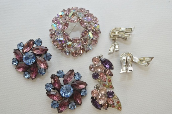 Asst Pastel Brooches: Weiss, Larocco, Eisenberg Ice, Bouchee And Crystal Cl