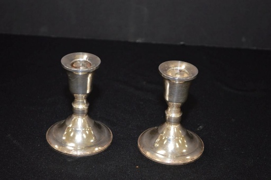 Pair Of 2 1/2 In. Sterling Candle Holders