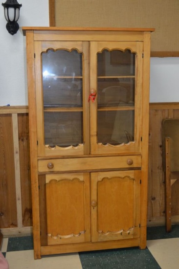 Wooden China Hutch W/ Glass Doors