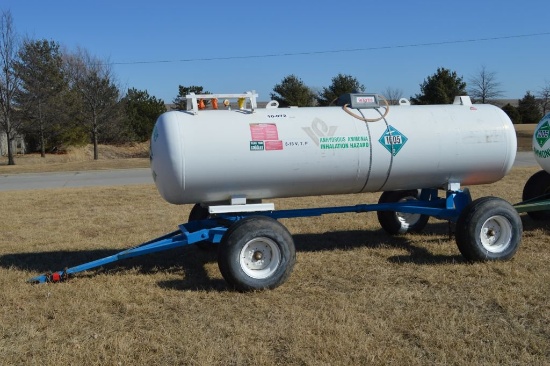 1000 Gallon Anhydrous Tanks On Flotation Running Gears, Certified