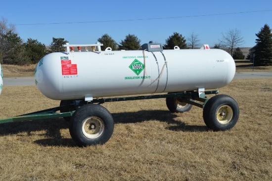 1000 Gallon Anhydrous Tanks On Flotation Running Gears, Certified