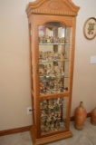 7 Shelf, Glass Shelves, Lighted Curio Cabinet, Glass Sides & Door With Fan
