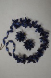 Set Of German Blue Cat Eye Type Bead/ Copper Wire