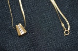 14K Midas 18 in Gold Chain w/ Gold & 5 Diamond Pendant (Diamonds Not Authenticated)