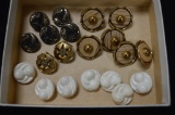 Asst Of Vintage Metal Buttons, Plastic Buttons, Some Wood Centers