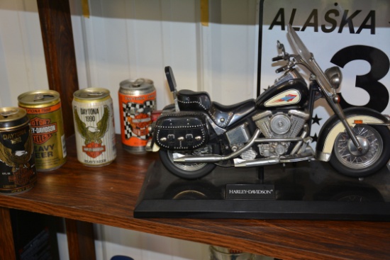 Harley Davidson Motorcycle Telephone and Beer Cans From 1988, 1990, 1992, 1