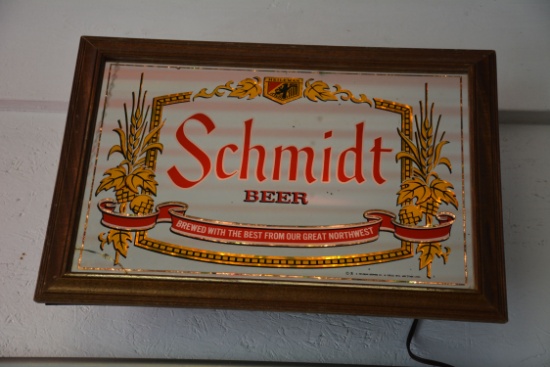 Schmidt Beer Mirrored, Lighted Sign
