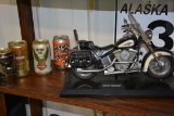 Harley Davidson Motorcycle Telephone and Beer Cans From 1988, 1990, 1992, 1