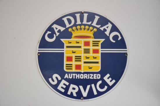Cadillac Service Round Metal Sign, 11"