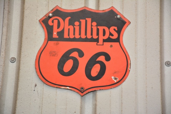 Phillips 66 Porcelain Sign, Off Gas Pump, 10"x11"