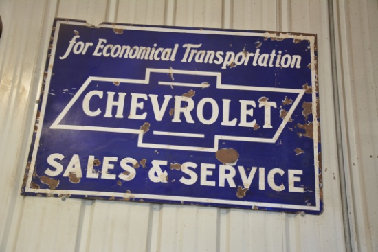 Chevrolet Sales & Service Porcelain Sign - 40"x29"