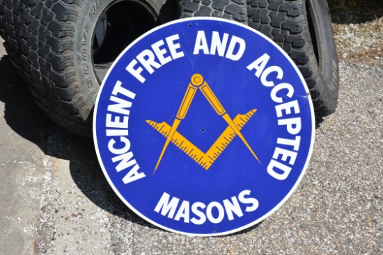 Ancient Free And Accepted Masons Round Metal Sign - 36" D, Beautiful