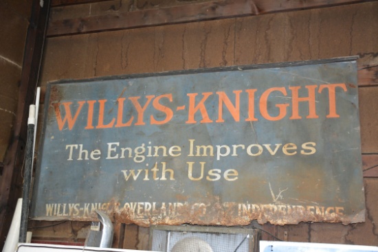 Willy's - Knight Steel Sign, Bottom Rusted, Paint Faded, 8'x44"