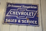 Chevrolet Sales & Service Porcelain Sign - 40