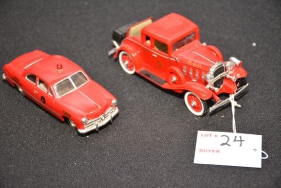 2 - 1932 Chevy & 1949 Ford Coup Fire Chief Cars