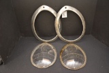 1939 Ford Headlight Lens W/ Brackets, Some Chips
