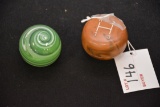2 - Shift Knobs; 1 - Green Marble And 1 Bake Lite