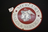 Round 12 In. Mercury Sales & Service Porcelain Sign