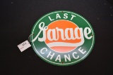Last - Garage, Chance - Porcelain Sign, 12 In.