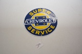 Chevrolet Super Service 12 In. Porcelain Sign