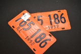 Pair Of Illinois 1952 License Plates