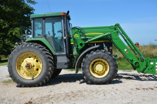 1997 John Deere 7410 Mfwd Tractor With 741 Self Leveling Loader, Power Quad