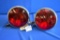 Pair Of Emergency Blinker Lights - Red Lenses , By Guide - Mint Condition
